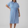 Overdele Vero Moda Curve | Vmbumpy Ss Calf Shirt Dress Cur Noos