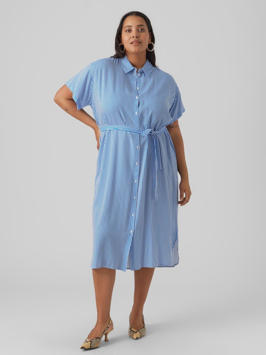 Overdele Vero Moda Curve | Vmbumpy Ss Calf Shirt Dress Cur Noos