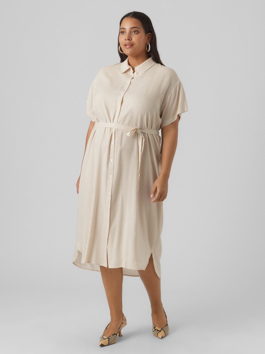 Overdele Vero Moda Curve | Vmbumpy Ss Calf Shirt Dress Cur Noos