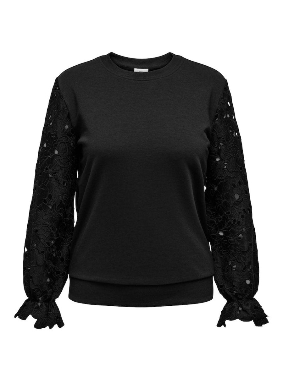 Overdele ONLY CARMAKOMA | Carwanted L/S Sleeve Lace Swt Black