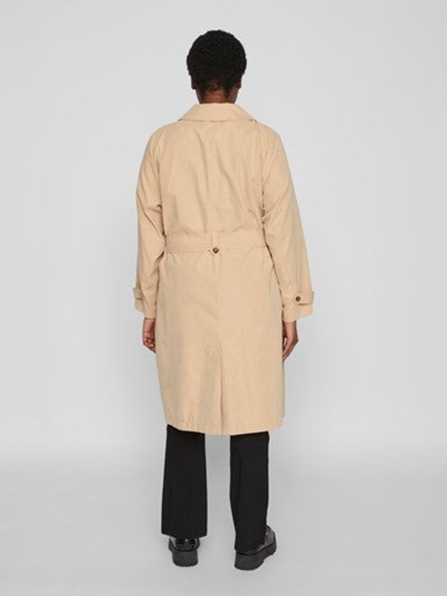 Andet EVOKED VILA | Vijulian L/S Trenchcoat/Cur - Noos Curds & Whey