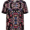 Overdele ONLY CARMAKOMA | Carnolana Life S/S V-Neck Top Aop Black Cosmic Paisley