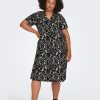 Overdele ONLY CARMAKOMA | Carfyrla S/S V-Neck Blk Aop Dress