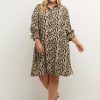 Overdele Kaffe Curve | Kccecilie Shirt Dress 104228 Sand / Black Graphic