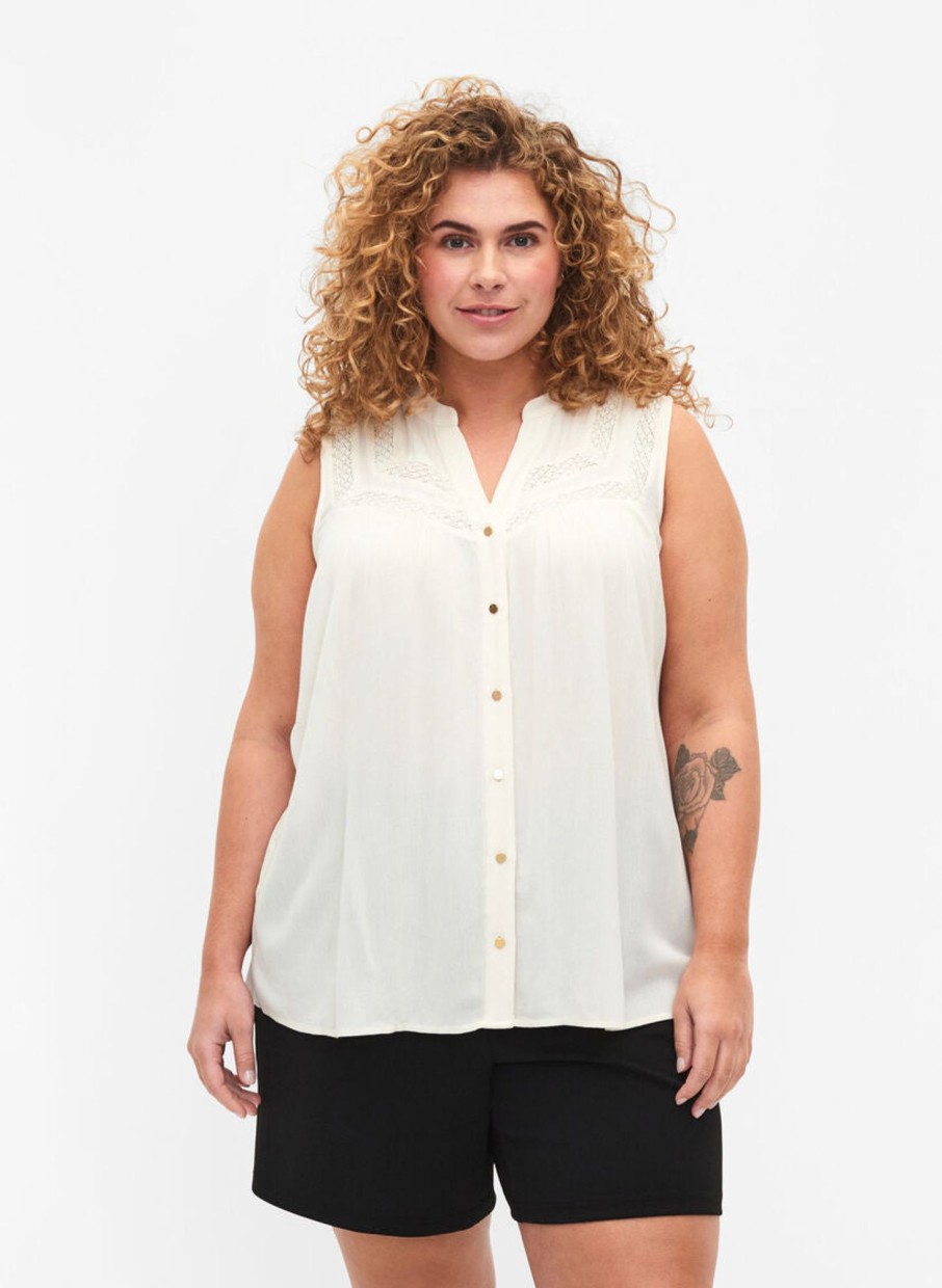 Overdele ZIZZI | Zimrowen - S/L - Blouse Bone White