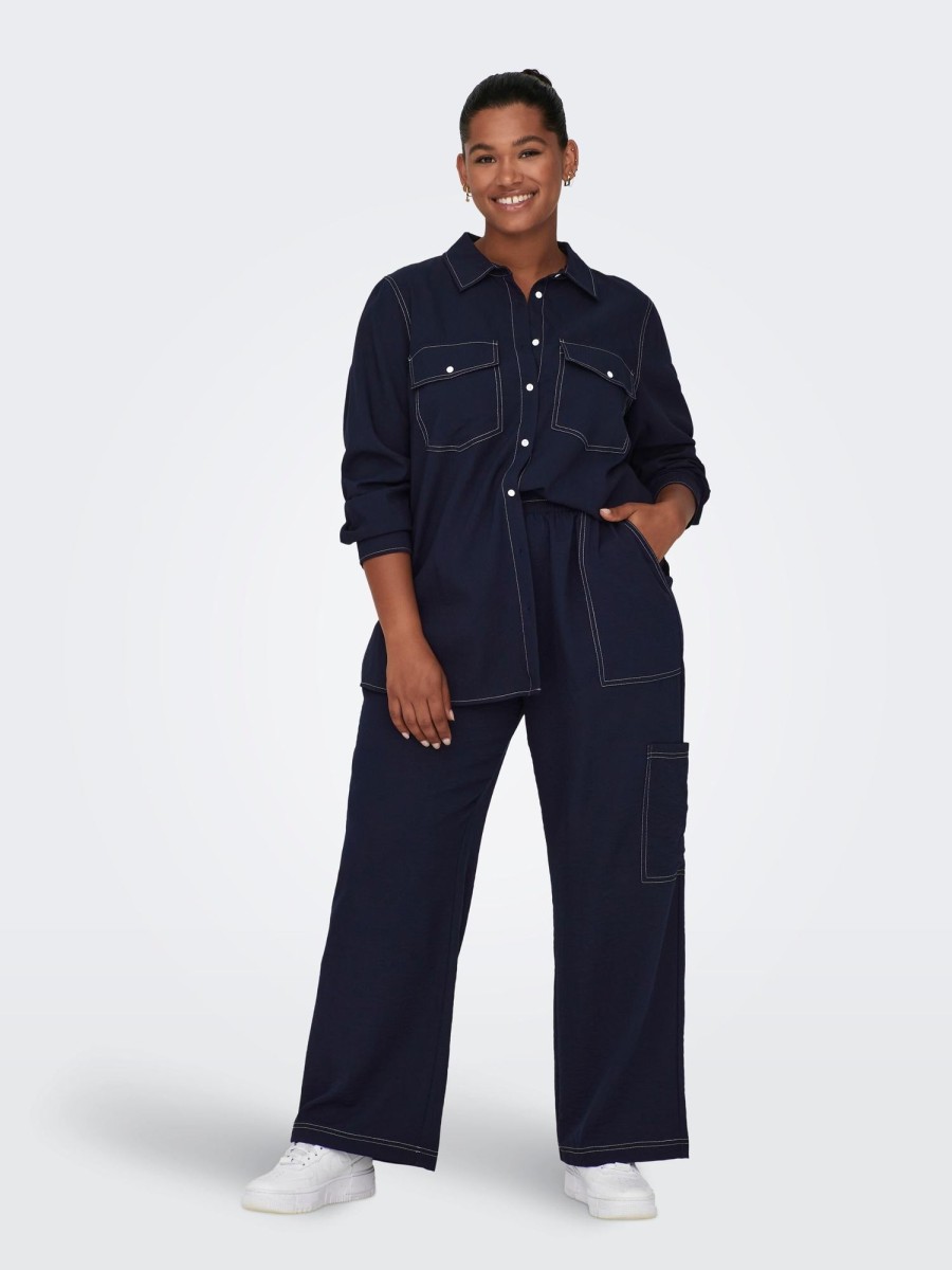 Underdele ONLY CARMAKOMA | Caravani Wide Contrast Pants Wvn Dress Blues Contrast Stitching