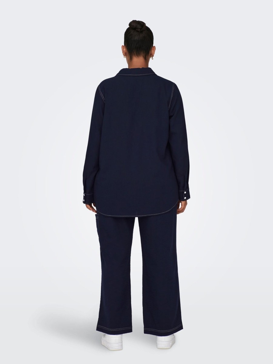 Underdele ONLY CARMAKOMA | Caravani Wide Contrast Pants Wvn Dress Blues Contrast Stitching