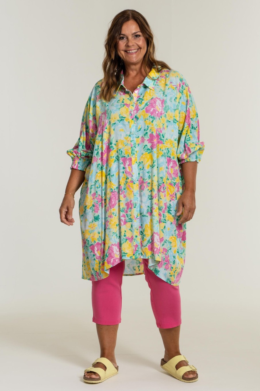 Overdele Gozzip Woman | Stgerda Oversize Shirt Tunic Pastel Green Printed