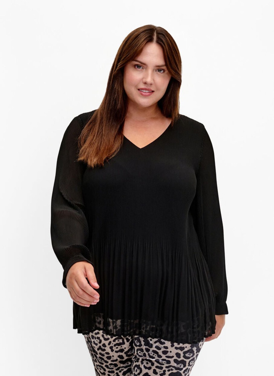 Overdele ZIZZI | Zivgabby - L/S - V-Neck Blouse Black