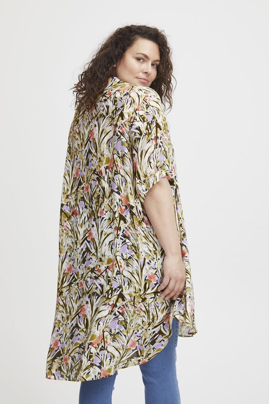 Overdele Fransa Plus Size Selection | Fpliza Tunika 2 Green Moss Aop