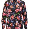 Overdele ONLY CARMAKOMA | Caralma Life Long Shirt Black Fleur