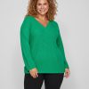 Overdele EVOKED VILA | Vioa Overlap V-Neck Top/Cur Bright Green