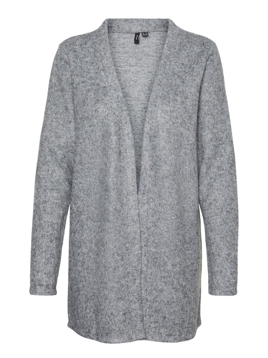 Overdele Vero Moda Curve | Vmcblis Ls Long Cardigan Jrs Boo Cur Light Grey Melange