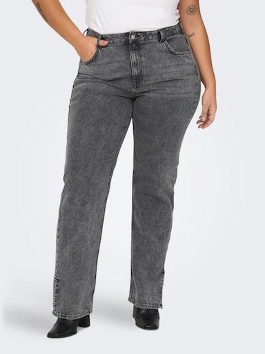 Underdele ONLY CARMAKOMA | Carbillie Hw Straight Gr Slit Jeans Grey Denim