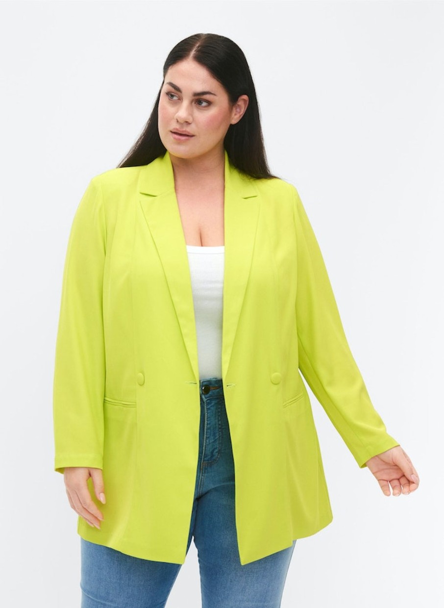 Overdele Zizzi | Zihalf-Length Blazer With Buttons