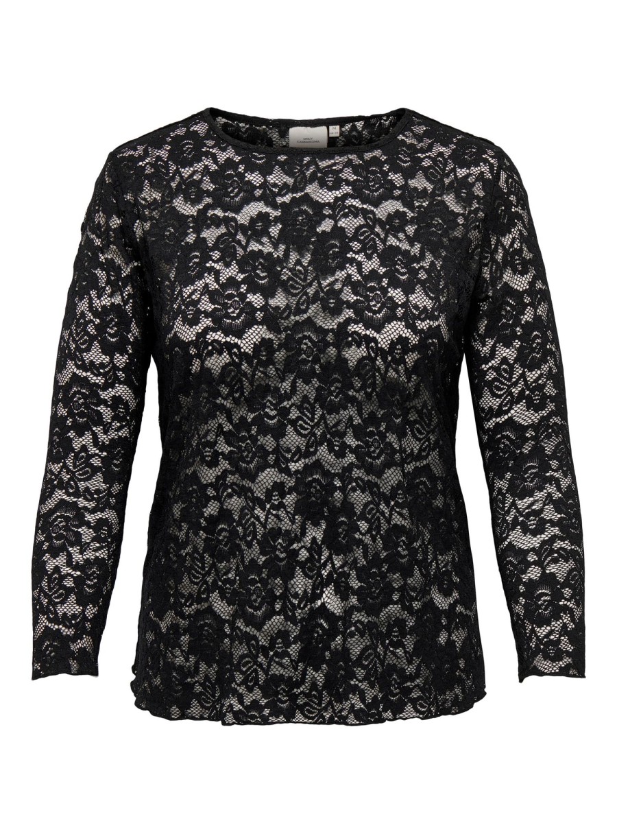 Overdele ONLY CARMAKOMA | Carebba L/S Lace Top Jrs Black