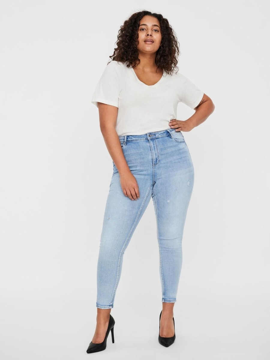 Underdele Vero Moda Curve | Vmphia Hr Skinny J Gu3162 Curve Noos Light Blue Denim