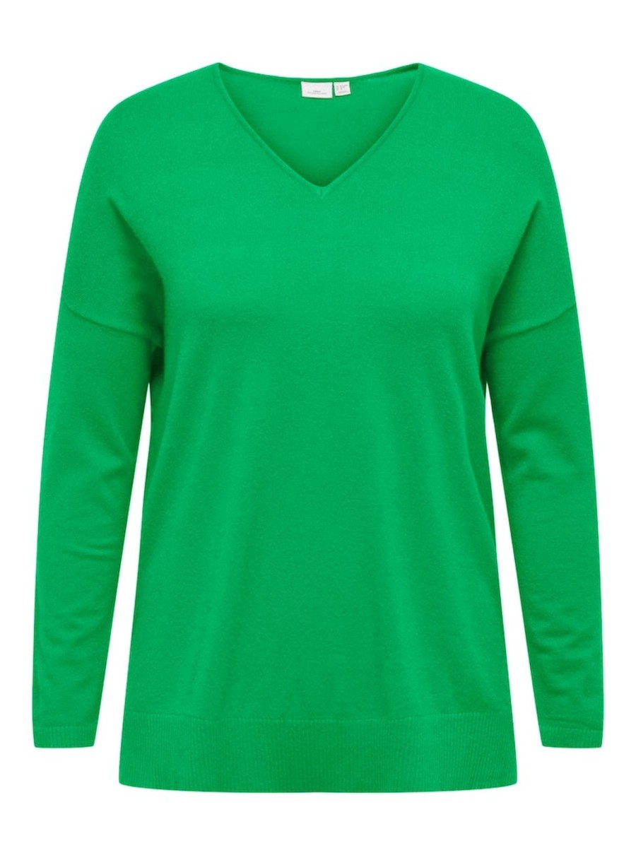 Overdele ONLY CARMAKOMA | Caribi Ls Loose V-Neck Island Green