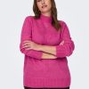 Overdele ONLY CARMAKOMA | Carallie Life Ls Highneck Cc Knt Fuchsia Purple Melange