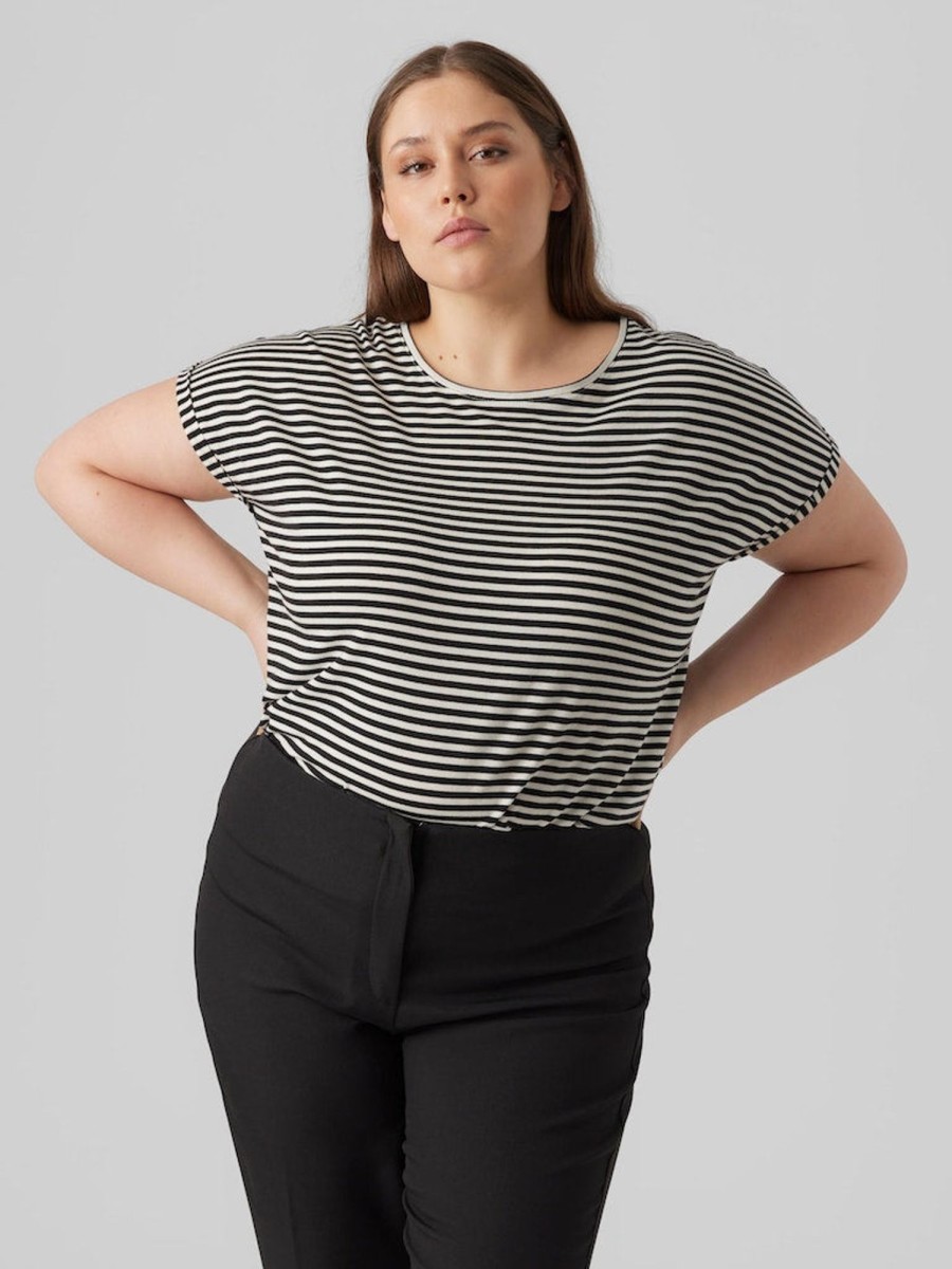 Overdele Vero Moda Curve | Vmaya Plain Ss Top Stripe Ga Noos Curve