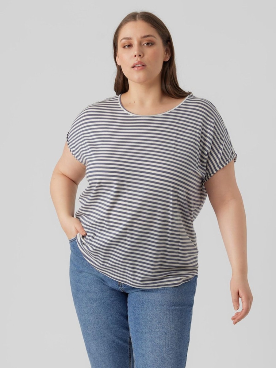 Overdele Vero Moda Curve | Vmaya Plain Ss Top Stripe Ga Noos Curve