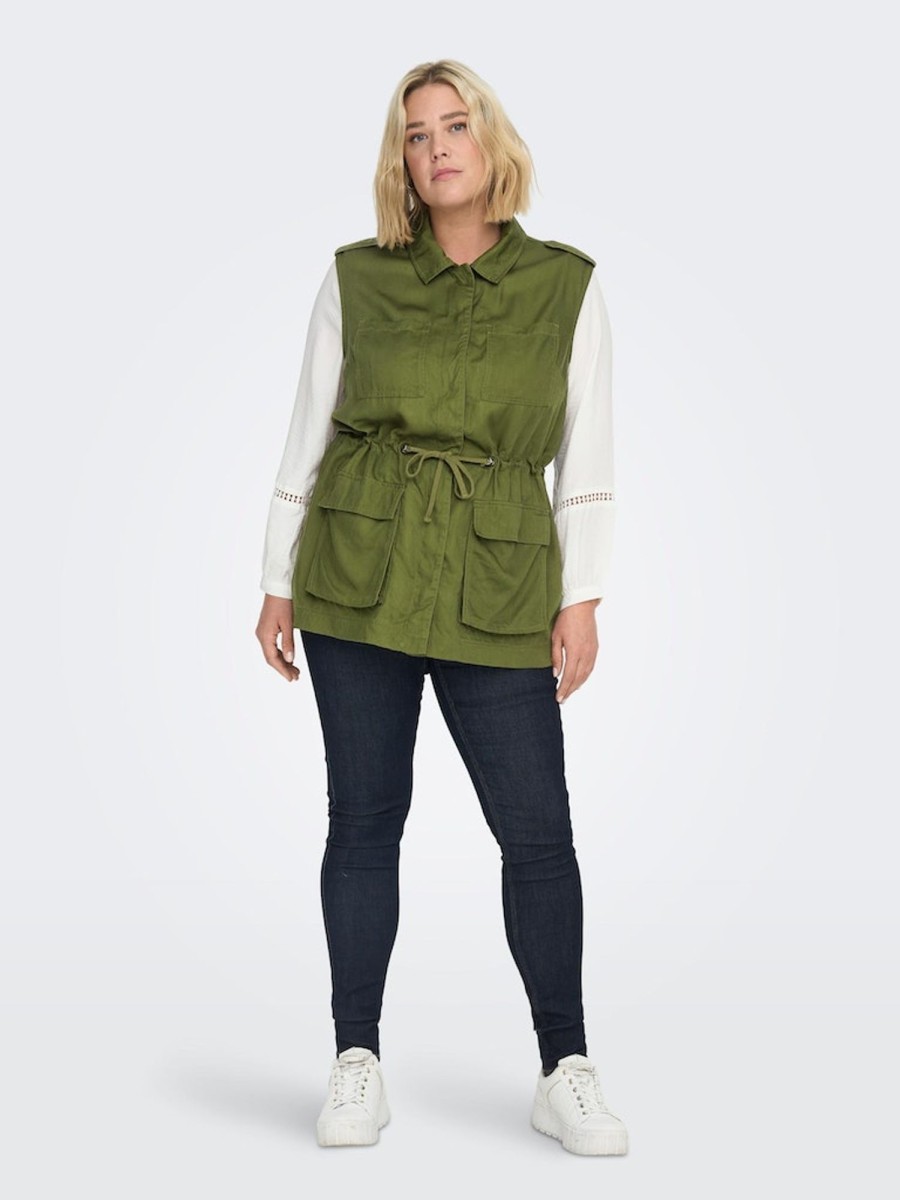 Overdele ONLY CARMAKOMA | Carkenya Life Utility Waistcoat Dark Olive