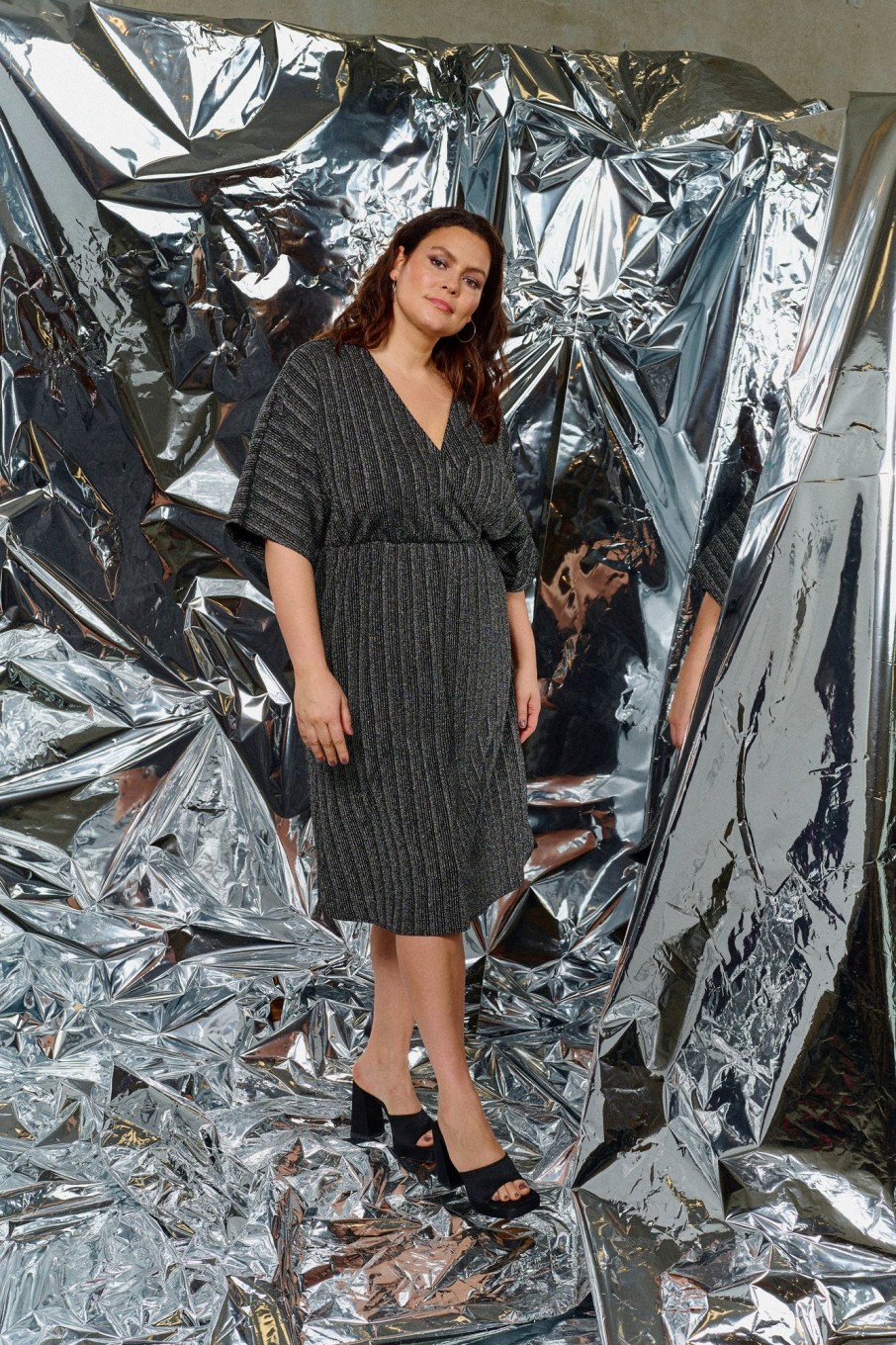 Overdele Fransa Plus Size Selection | Fpmarlena Dress Silver Mix