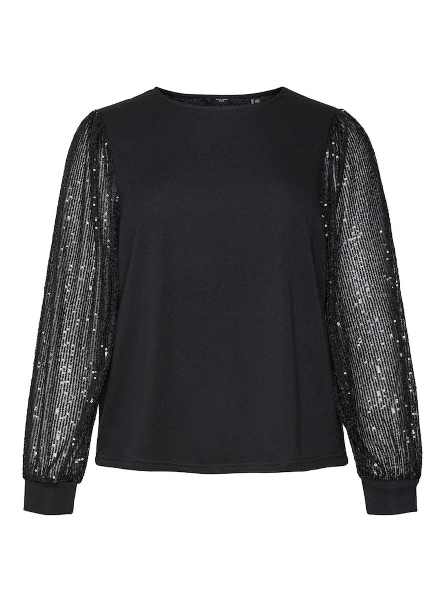 Overdele Vero Moda Curve | Vmcharlotte Sequins Ls Top Black