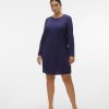 Overdele Vero Moda Curve | Vmcaurora Ls O-Neck Short Dress Jrs Cur Astral Aura