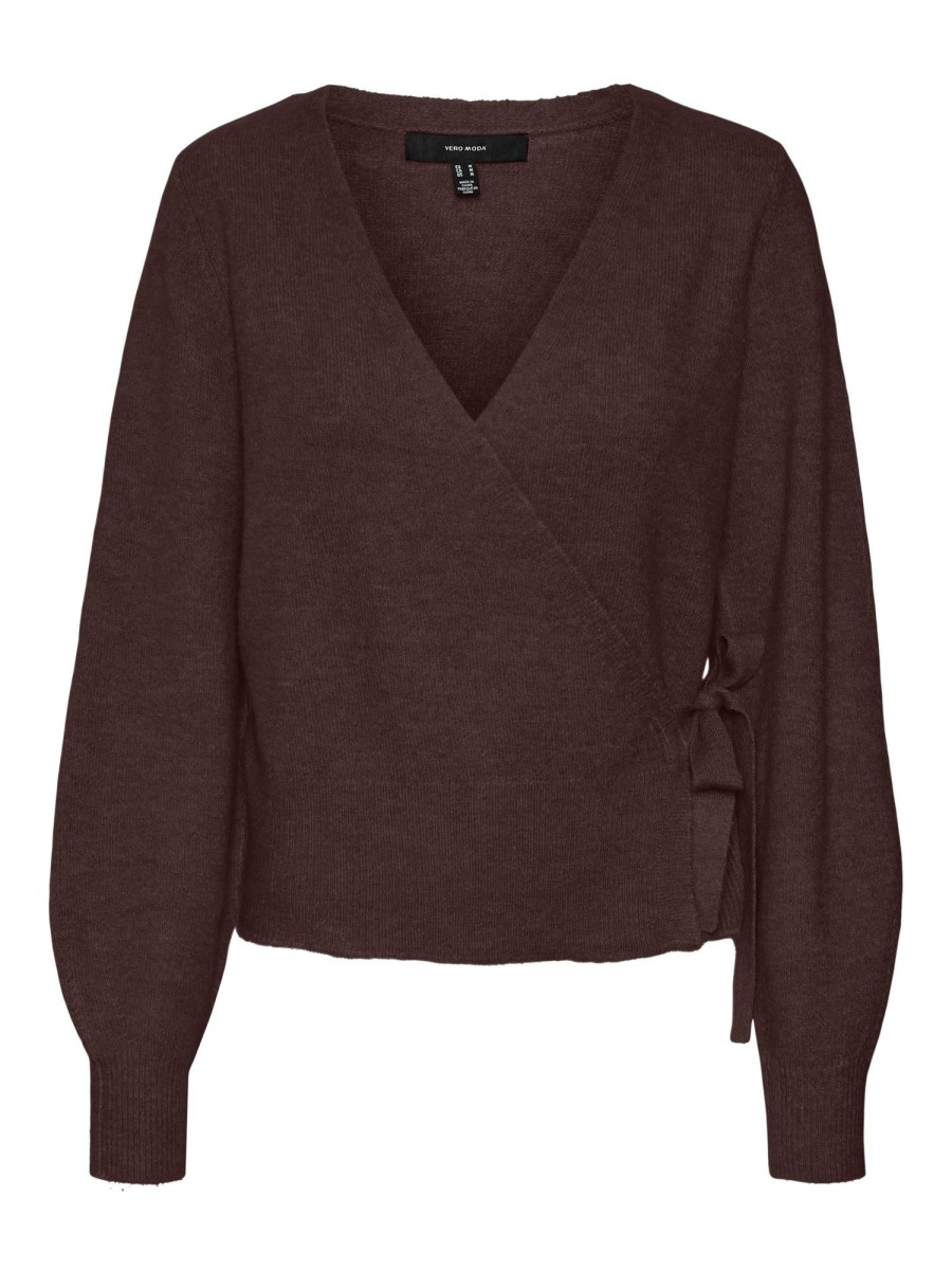 Overdele Vero Moda Curve | Vmsimone Ls Wrap Cardigan Ga Cur Coffee Bean W. Melange