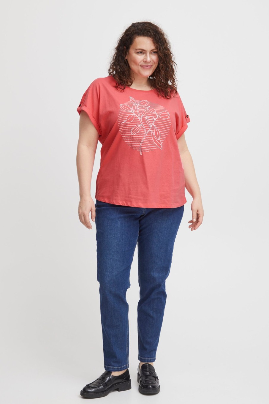 Overdele Fransa Plus Size Selection | Fpbea T-Shirt Coral Paradise Mix