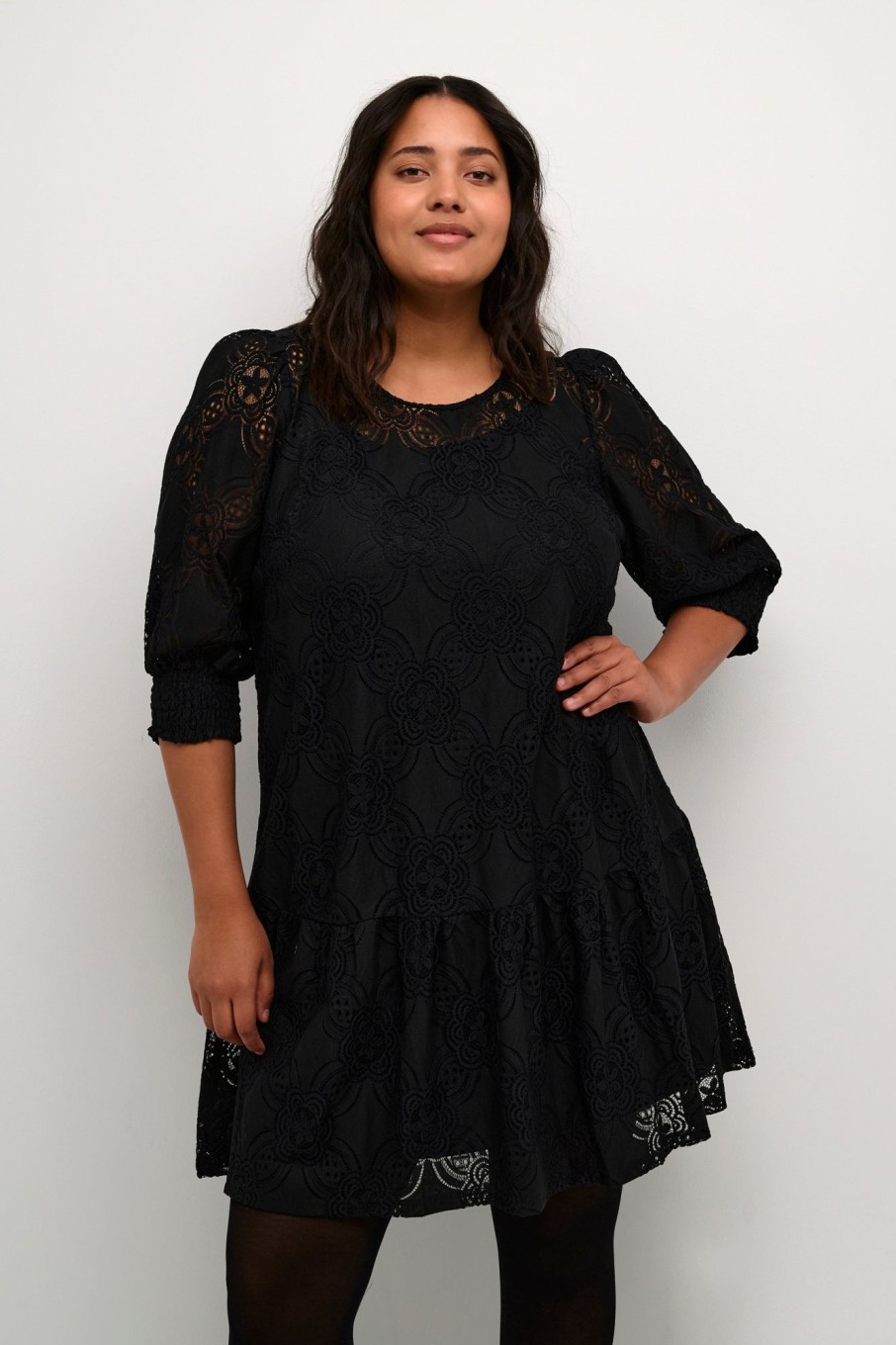 Overdele Kaffe Curve | Kcbelle Lace Dress 100121 Black Deep