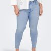 Underdele ONLY CARMAKOMA | Carwilly Reg Ank Raw Skinny Light Blue Denim