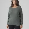 Overdele Vero Moda Curve | Vmcare Structure Ls O-Neck Blou Noos Dark Forest