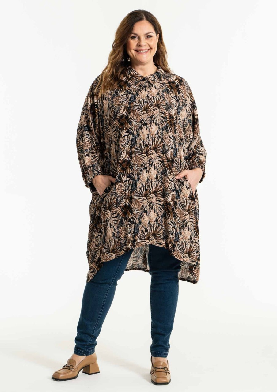 Overdele Gozzip | Gogerda Oversize Shirt Tunic Black Printed