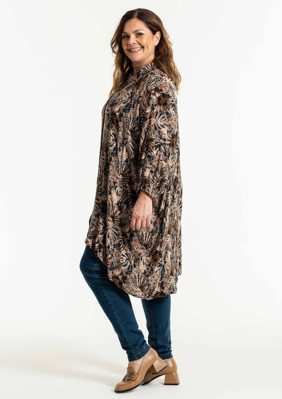 Overdele Gozzip | Gogerda Oversize Shirt Tunic Black Printed