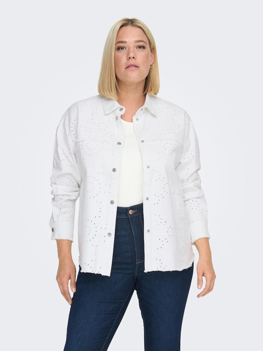 Andet ONLY CARMAKOMA | Carelena Emb Jacket Bright White