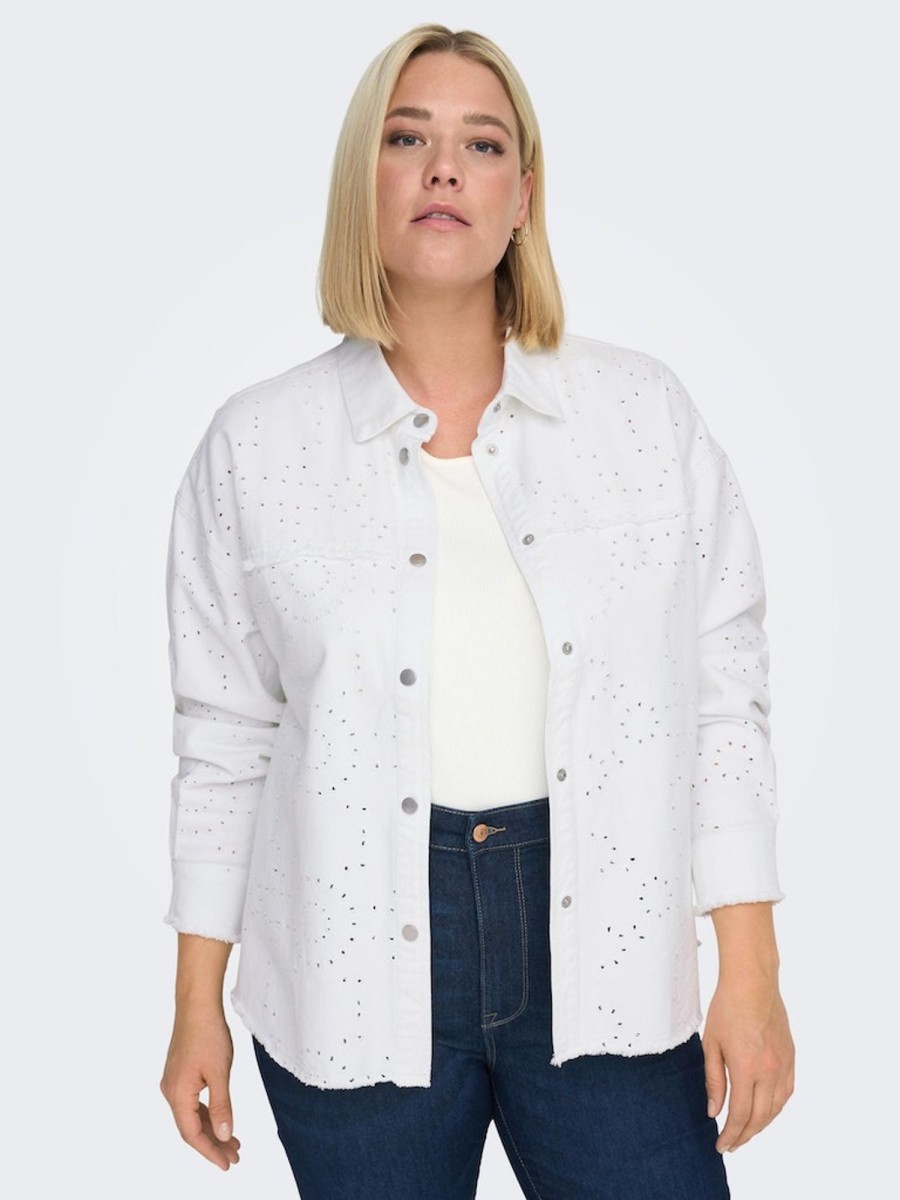 Andet ONLY CARMAKOMA | Carelena Emb Jacket Bright White