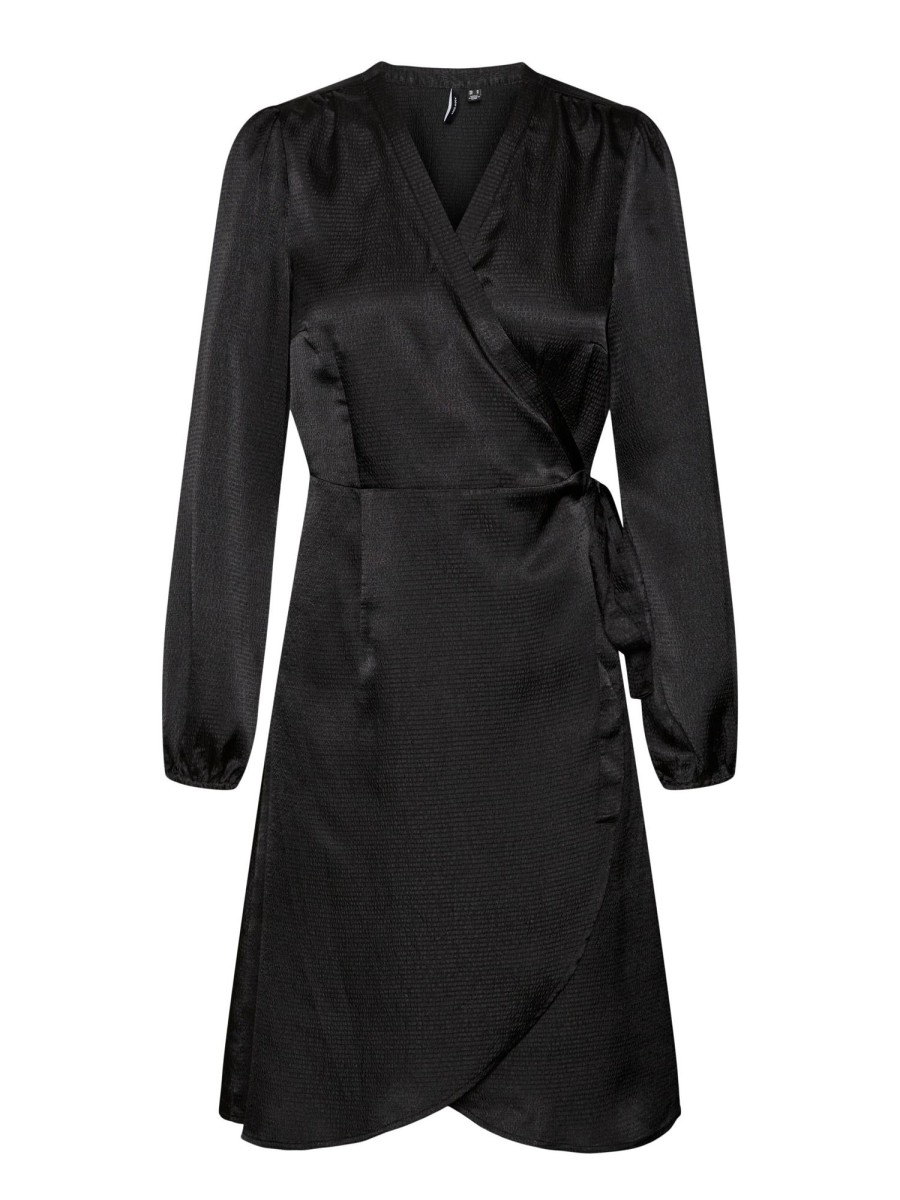 Overdele Vero Moda Curve | Vmsabi Ls Wrap Dress Noos Cur Black